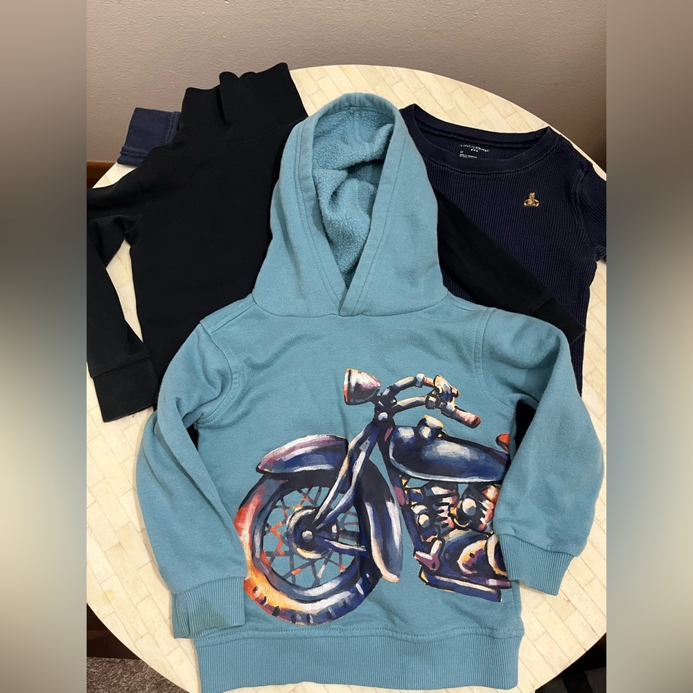 3T Boys Bundle of 3 Fall Autumn Tops: 2 Long Sleeve Shirts + 1 Hoodie